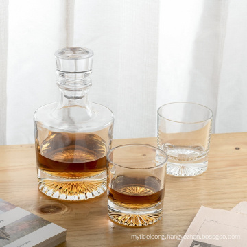 Factory Wholesale Custom 750ml Sunflower Crystal Round Whiskey Decanter